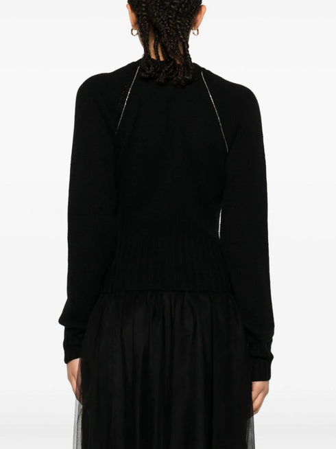 raglan-sleeves trimmed jumper